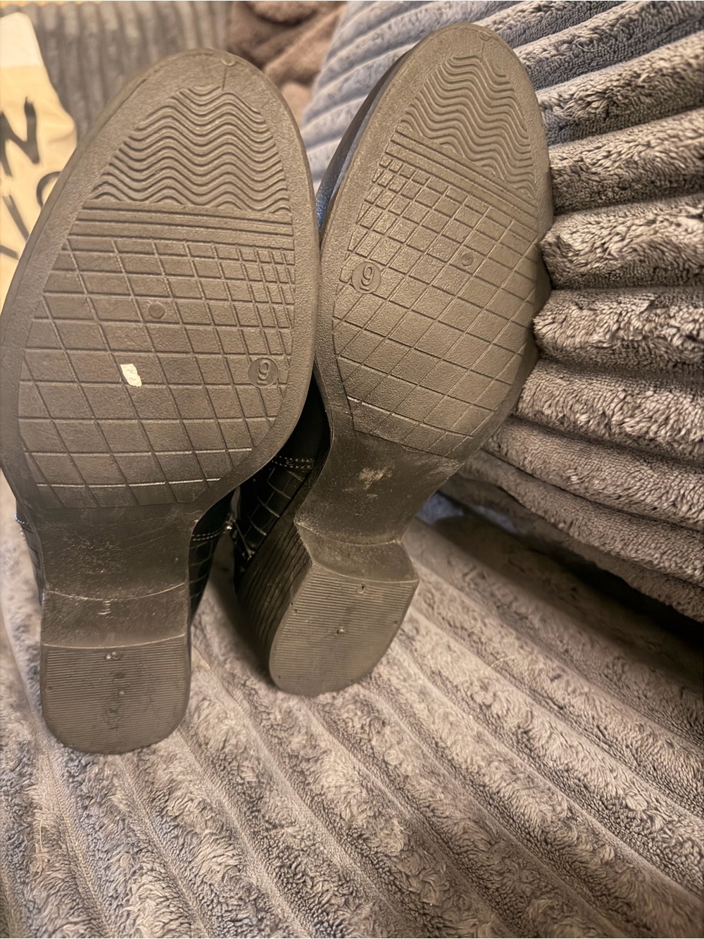 Black Croc-Embossed Mixed Texture Ankle Boots - Picture 6 of 6